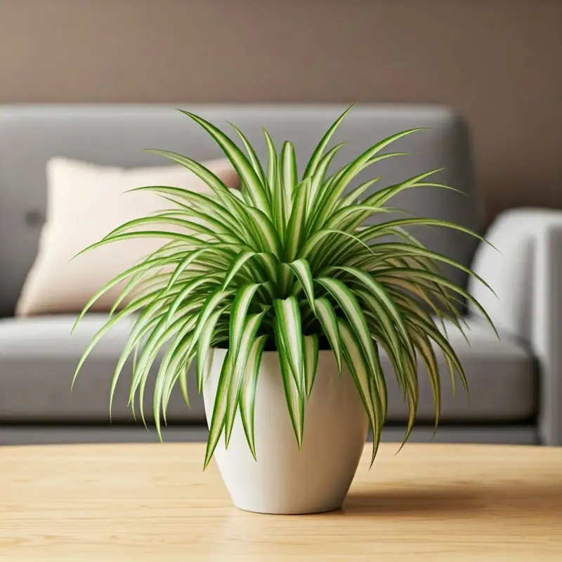 Zelenec (Chlorophytum comosum, listy kořeny, rodu Chlorophytum) Zelenec